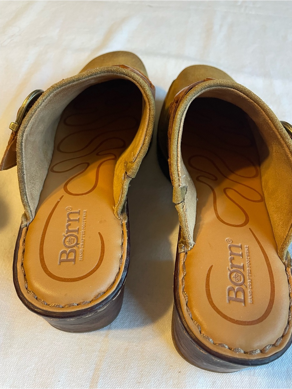 Born Brown Suede Slip-On Mules with Brown Braided Strap Size 7 - Picture 3 of 6